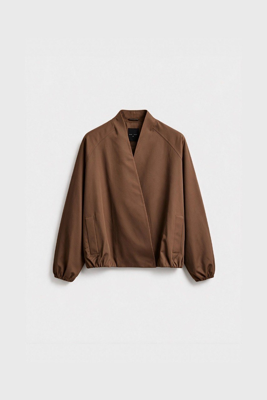 Wrap-Front Balloon Sleeve Jacket