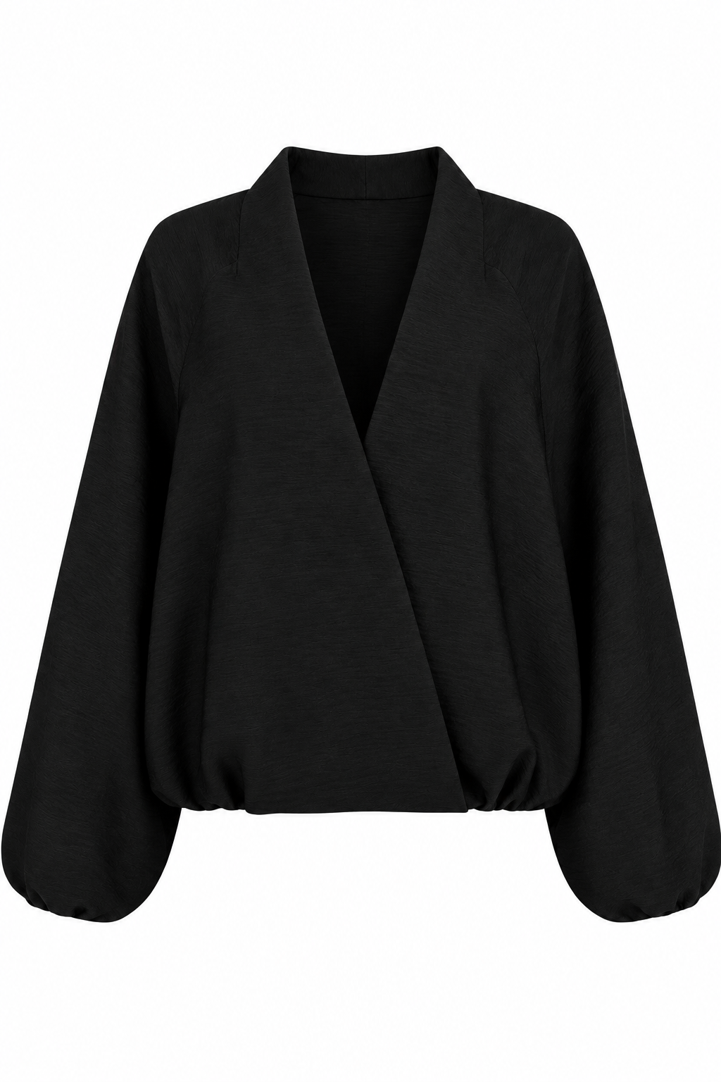 Wrap-Front Balloon Sleeve Jacket