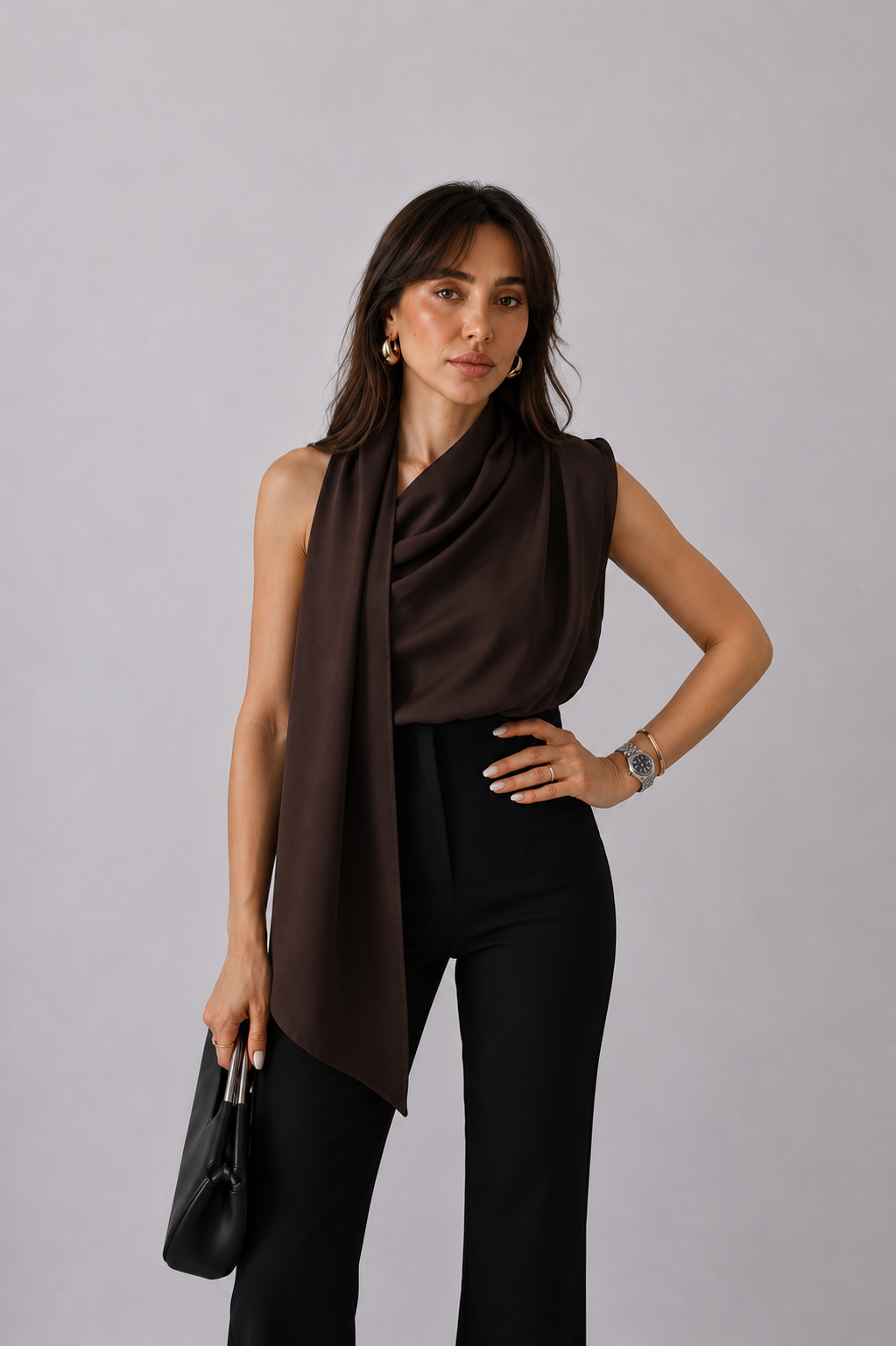 Draped Elegance Scarf Blouse