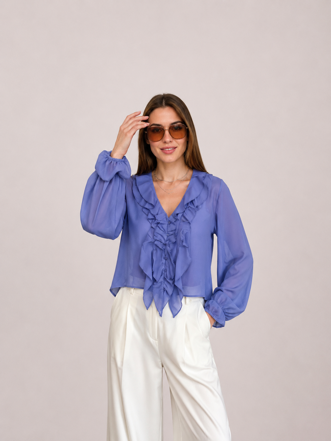 Celeste Sheer Ruffle blouse