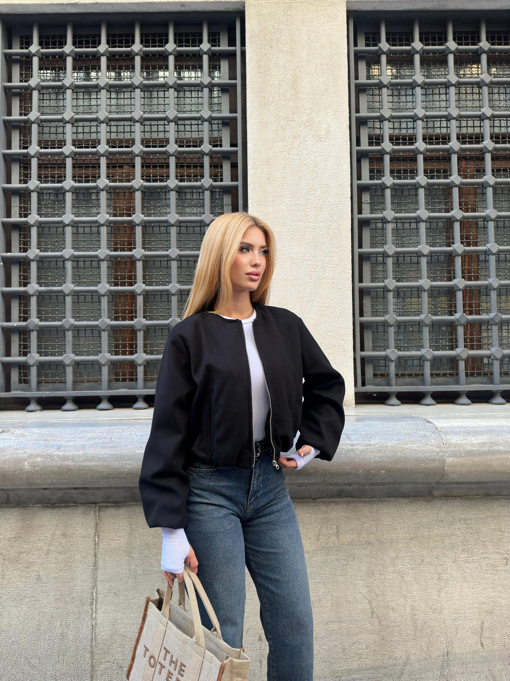 Minimal Zip-Up Bomber Jacket