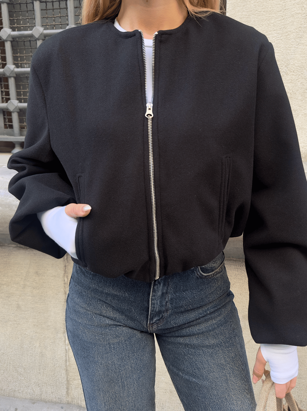 Minimal Zip-Up Bomber Jacket