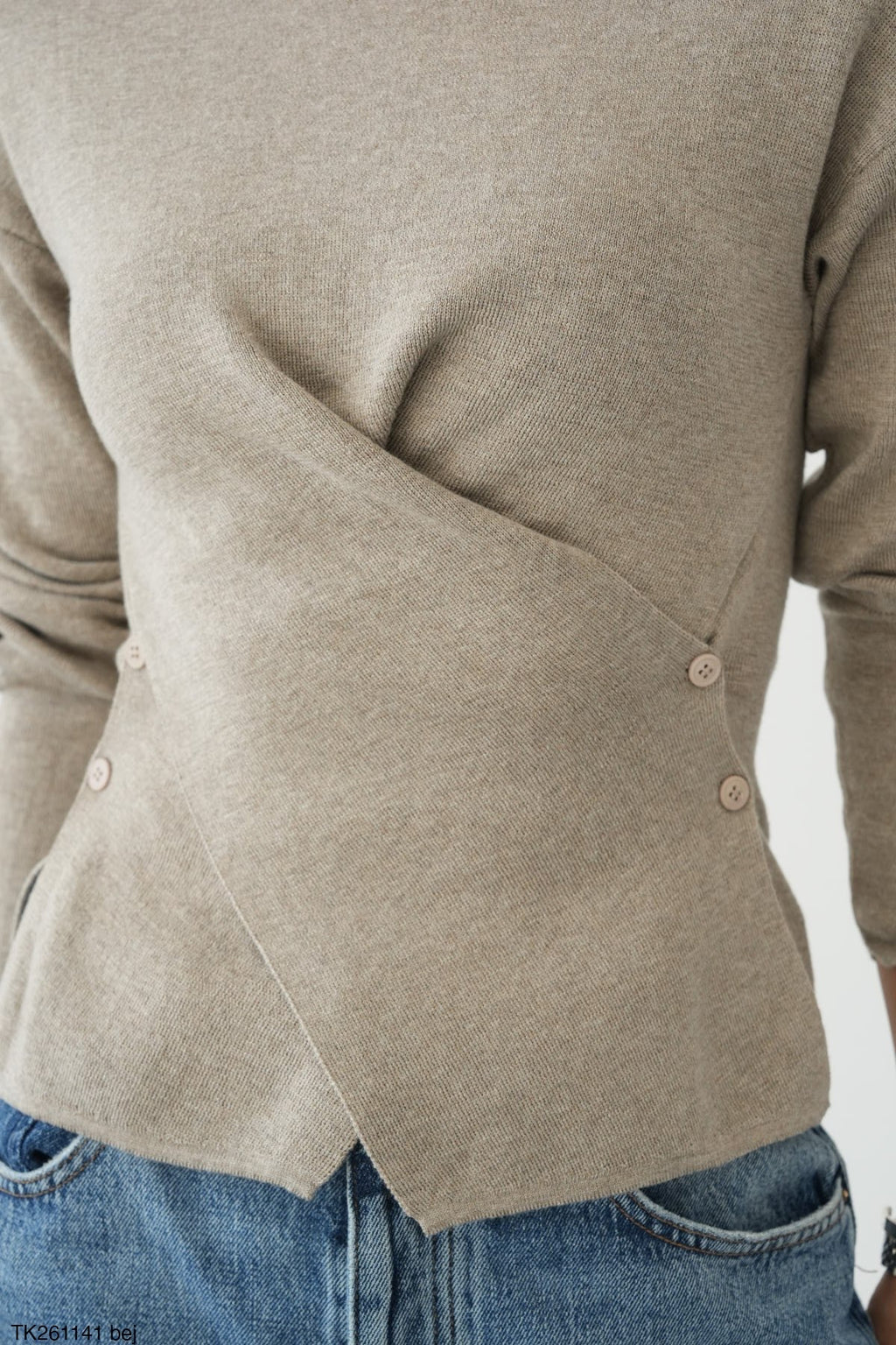 Wrap Knit Sweater – Beige