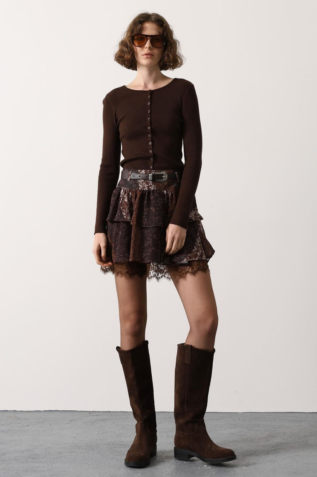 Vintage Bloom Tiered Lace Mini Skirt