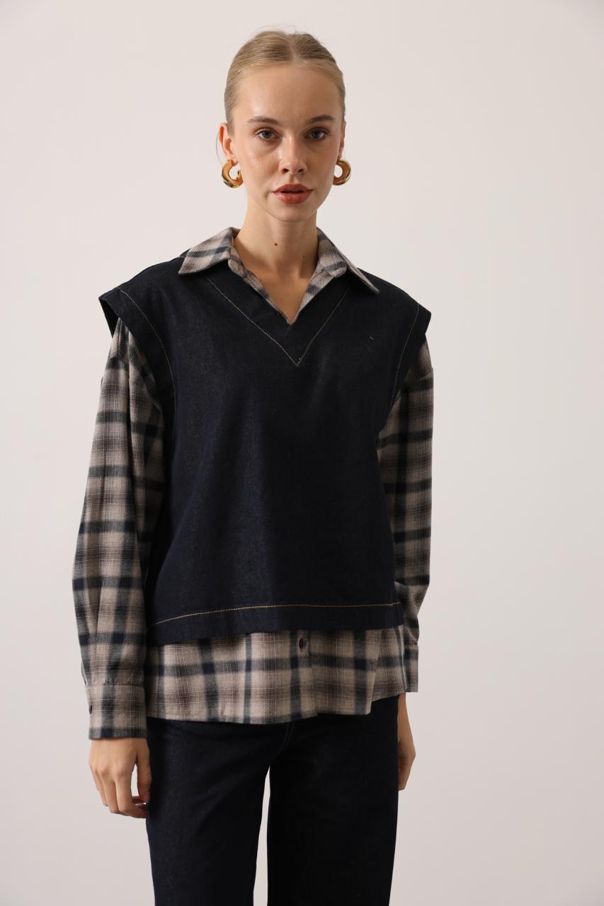 Three-Piece Denim Layered Set