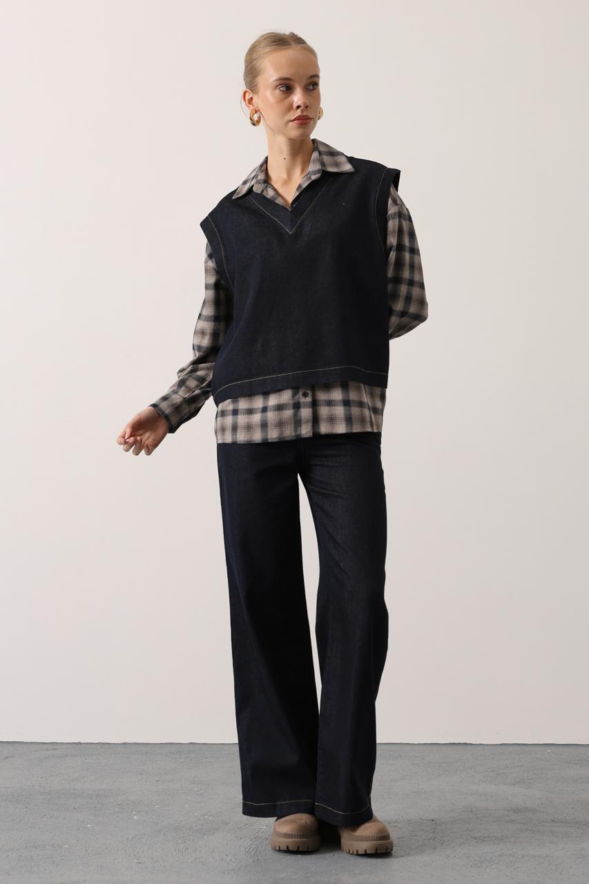 Three-Piece Denim Layered Set