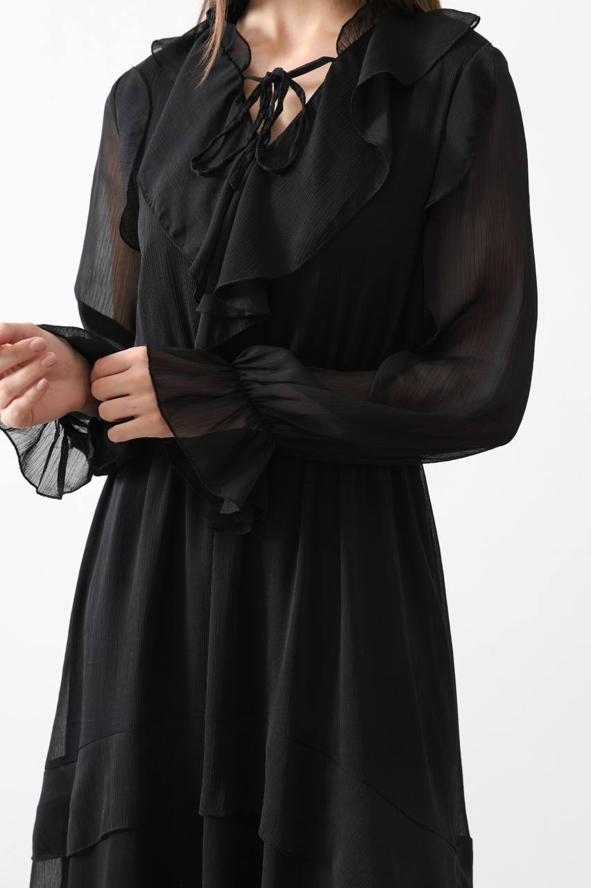 Elegant Black Chiffon Dress
