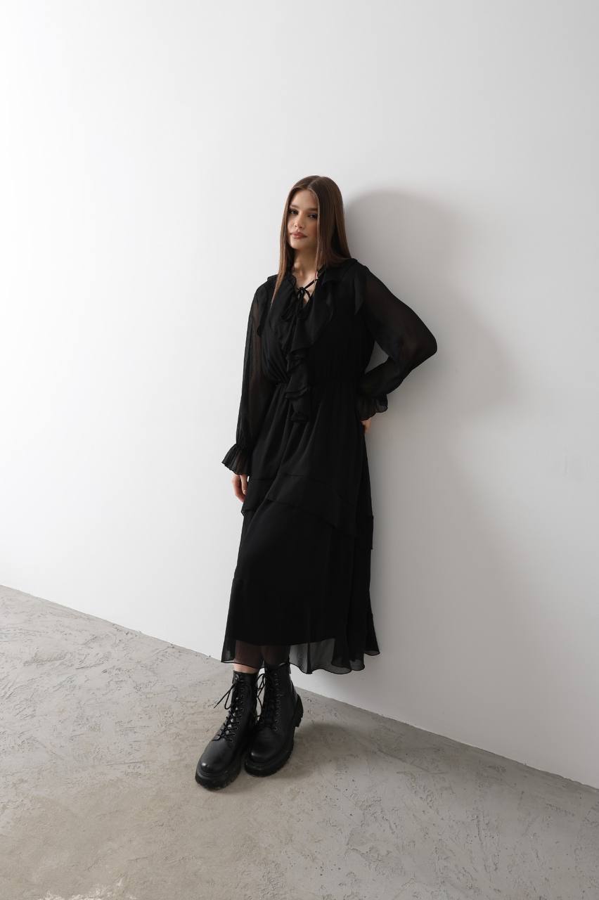 Elegant Black Chiffon Dress