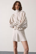 High-Neck Satin Mini Dress