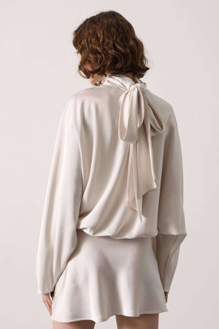 High-Neck Satin Mini Dress