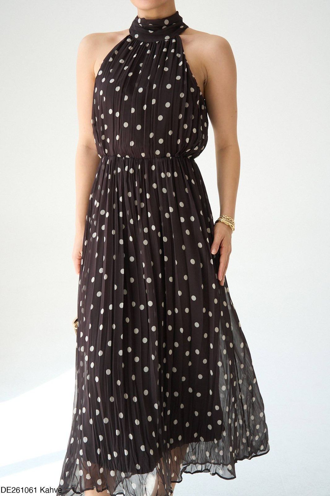Polka Dot High Neck Midi Dress