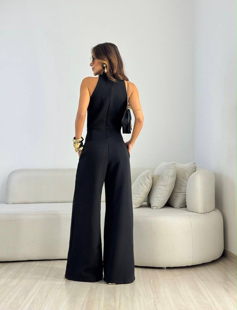 Elegant Knot-Front Wide-Leg Jumpsuit