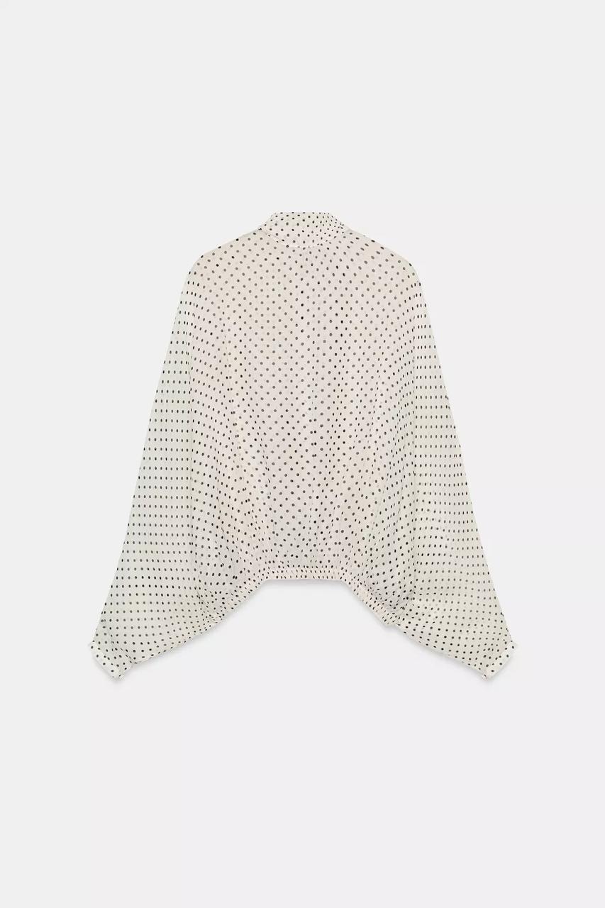 Polka Dot Tie-Neck Blouse