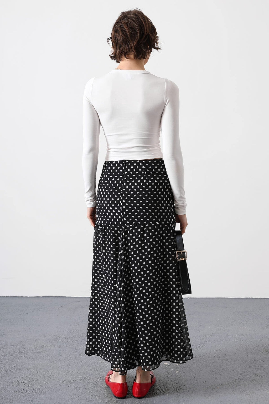 Polka Dot Flowy Maxi Skirt