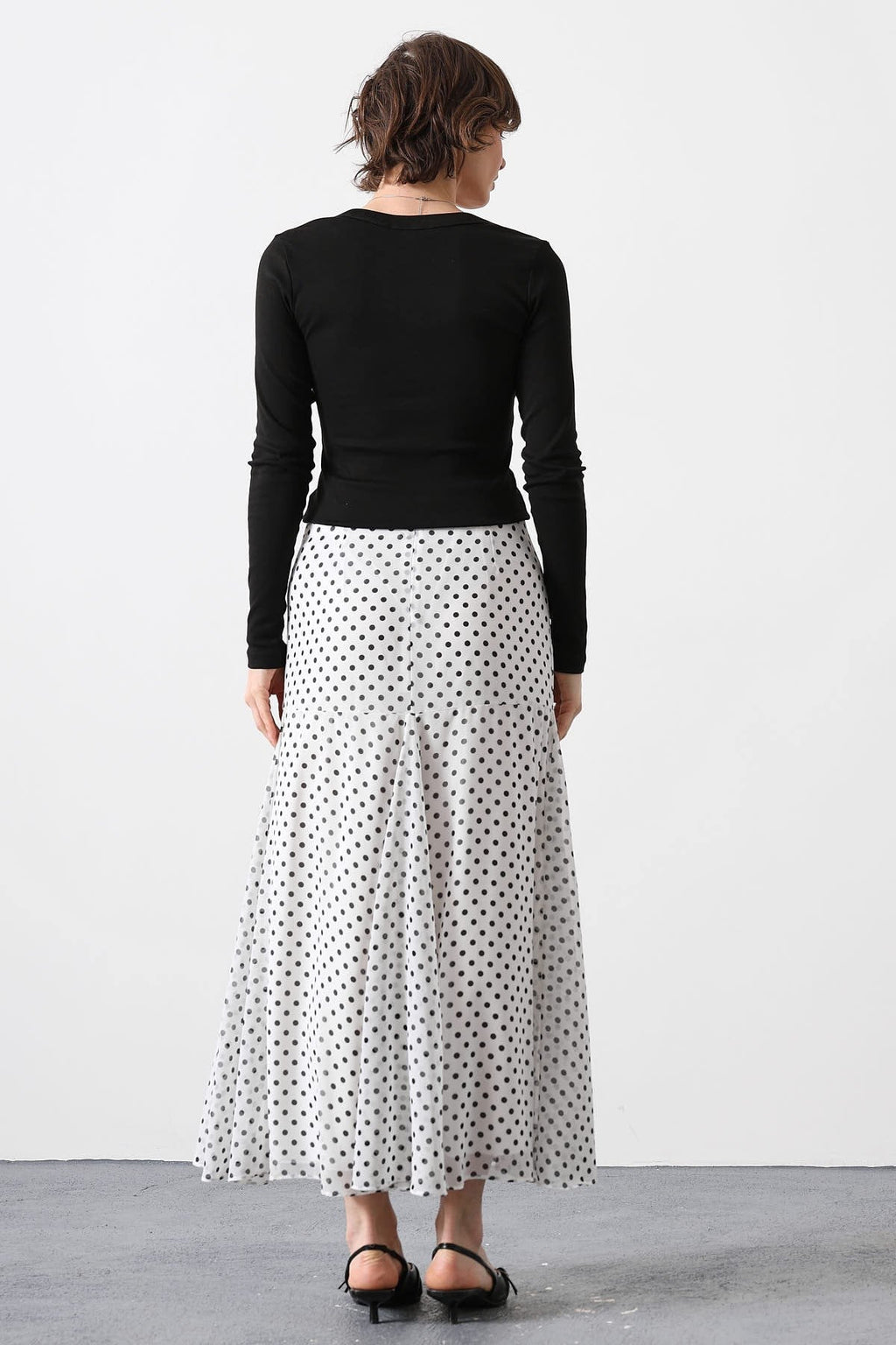 Polka Dot Flowy Maxi Skirt