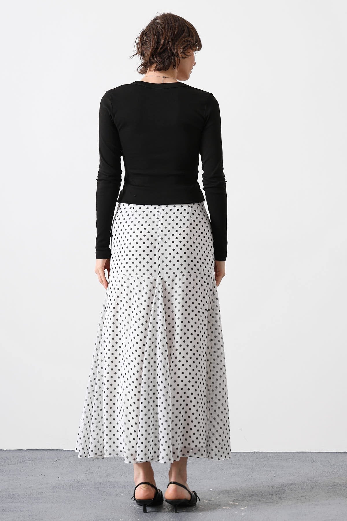Polka Dot Flowy Maxi Skirt