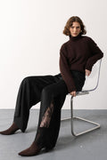 Elegant Satin Lace-Detail Wide-Leg Pants