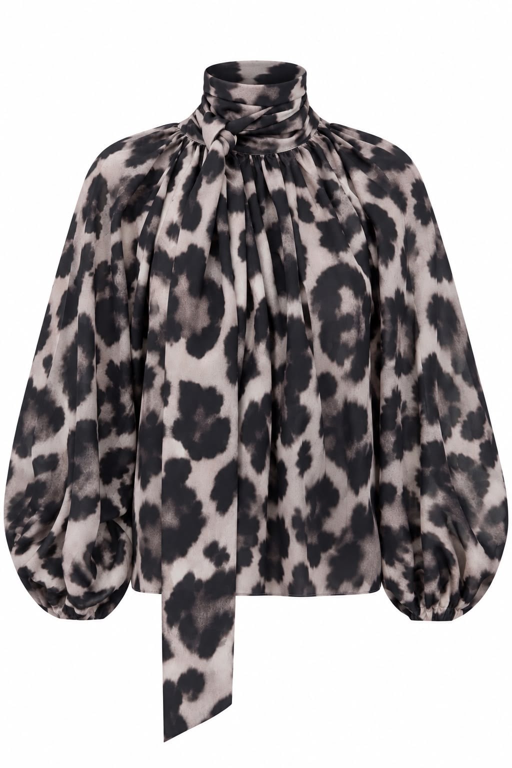 Leopard Print Tie-Neck Blouse
