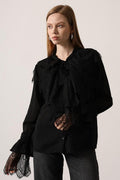 Lace Tie-Neck Chemise Blouse
