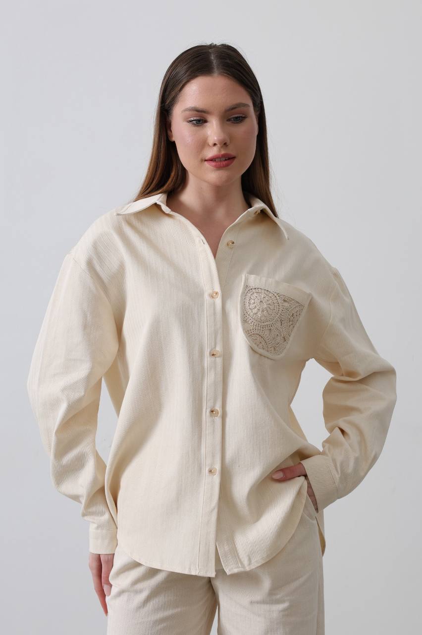 The Ivory Lace Pocket Chemise
