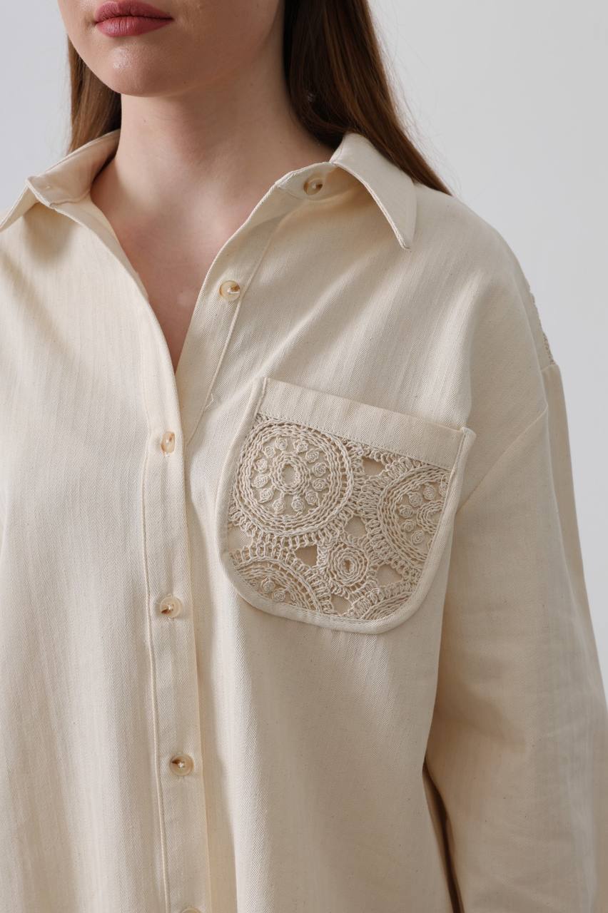 The Ivory Lace Pocket Chemise