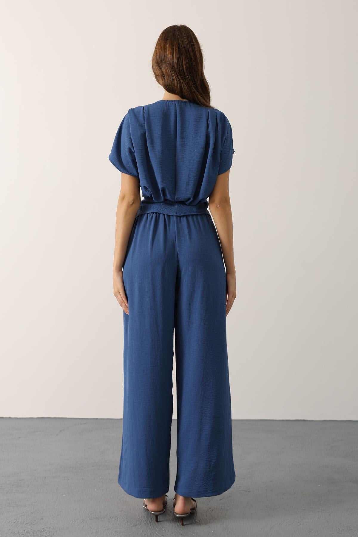 Indigo Draped Wrap Set