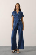 Indigo Draped Wrap Set
