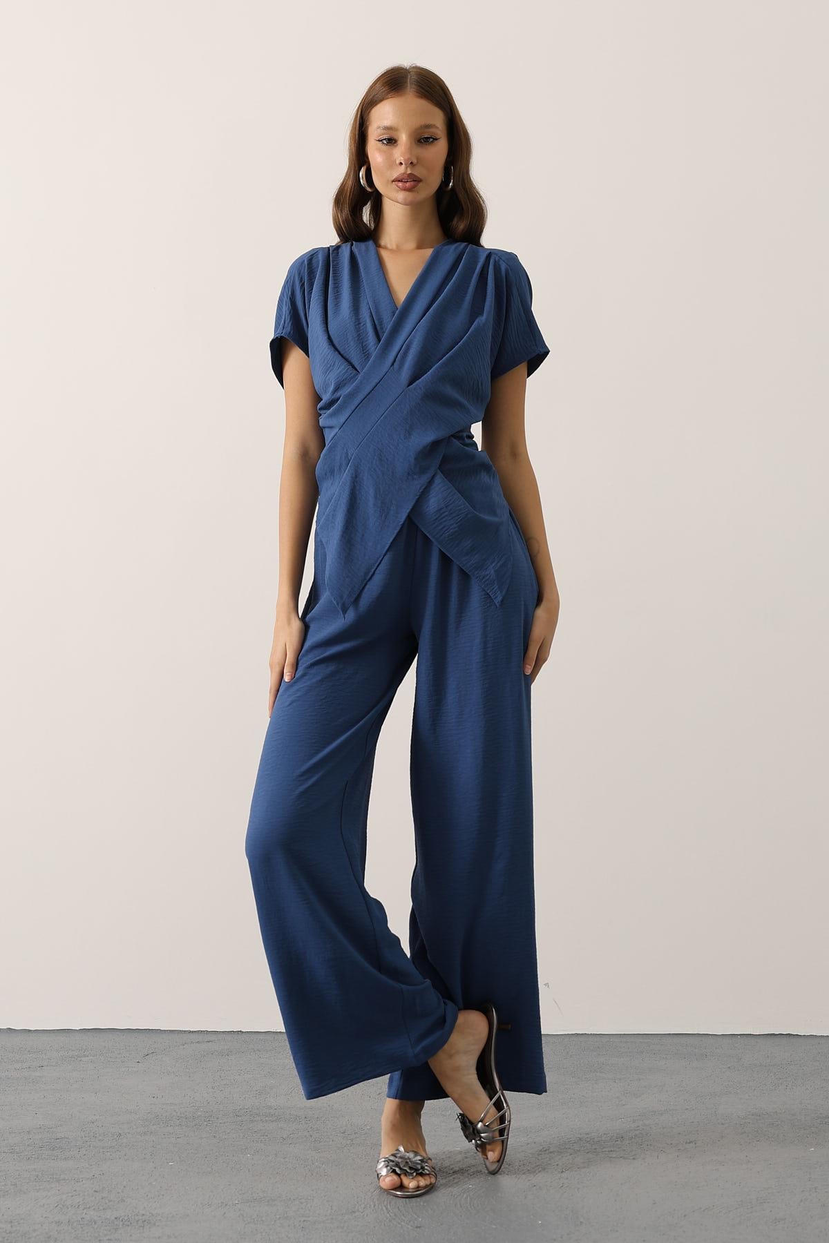 Indigo Draped Wrap Set