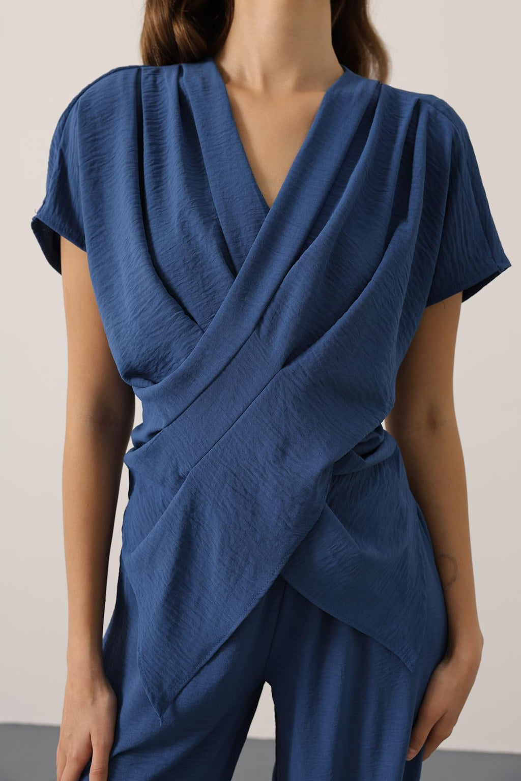 Indigo Draped Wrap Set