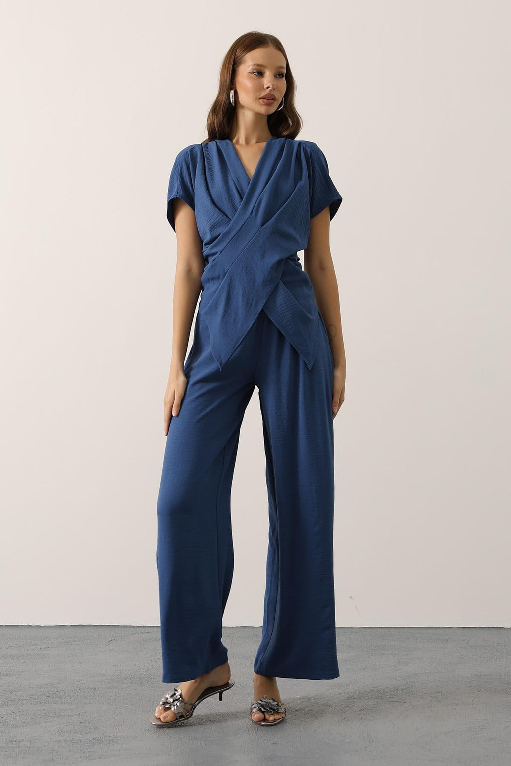 Indigo Draped Wrap Set