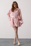 oft Blush Belted Mini Dress with Romantic Details