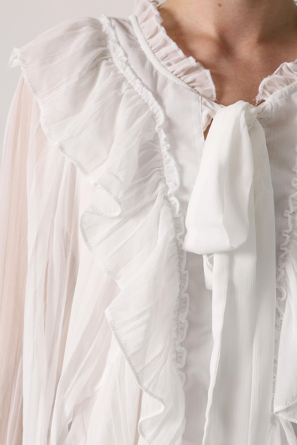 Whisper Ruffle Tie-Neck Blouse