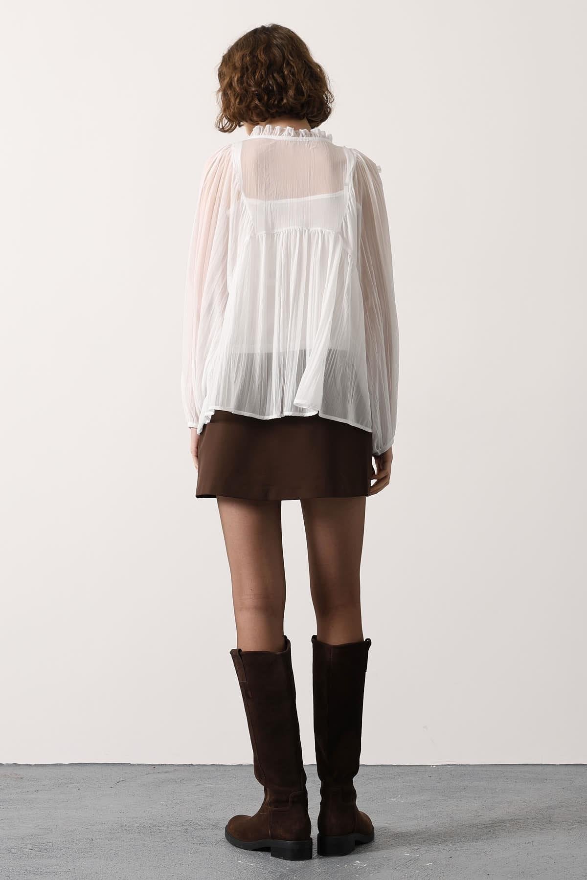 Whisper Ruffle Tie-Neck Blouse
