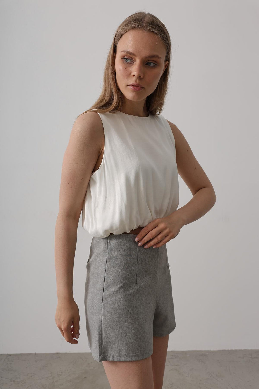Elegant Satin Cropped Blouse
