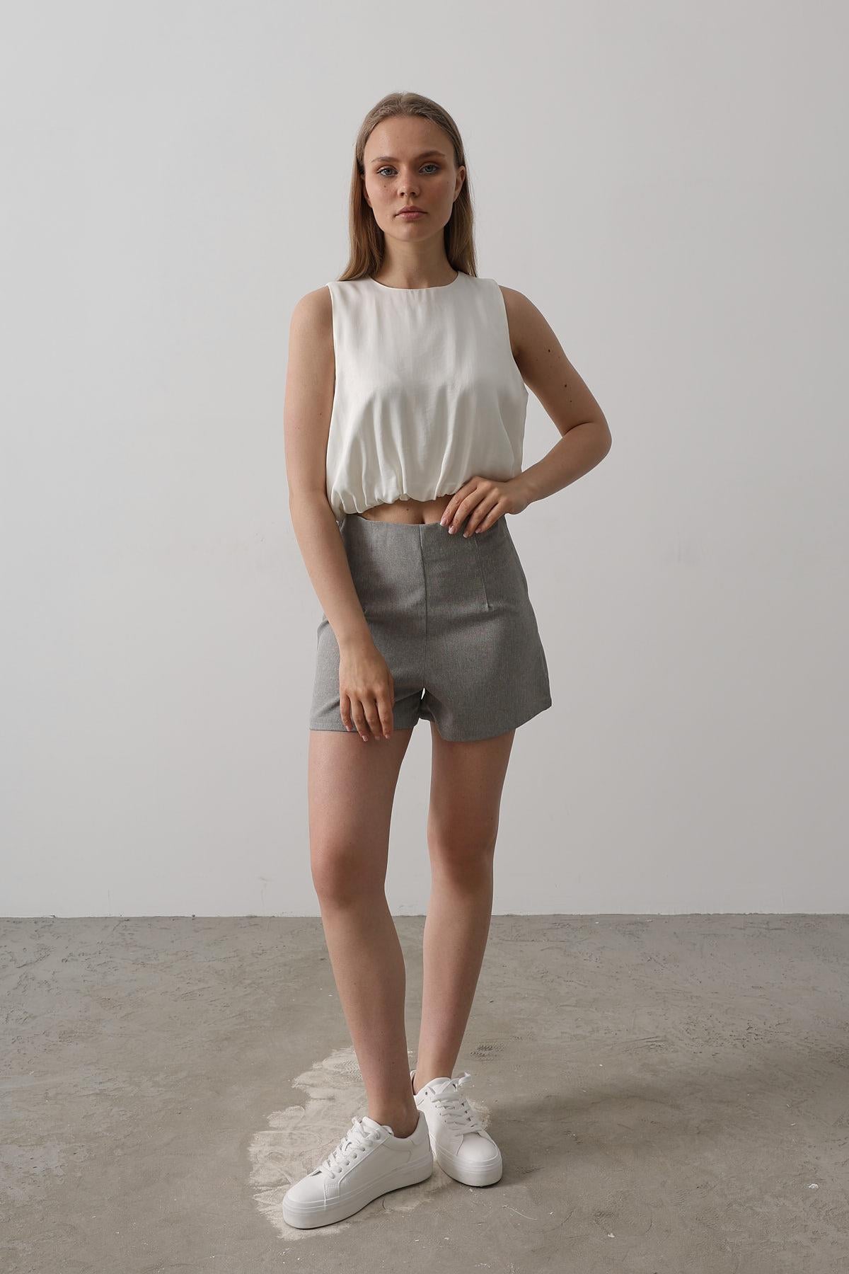 Elegant Satin Cropped Blouse