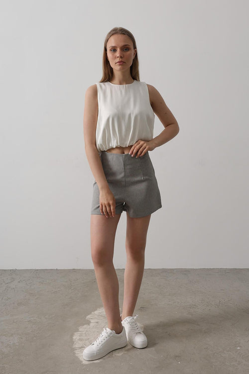 Elegant Satin Cropped Blouse