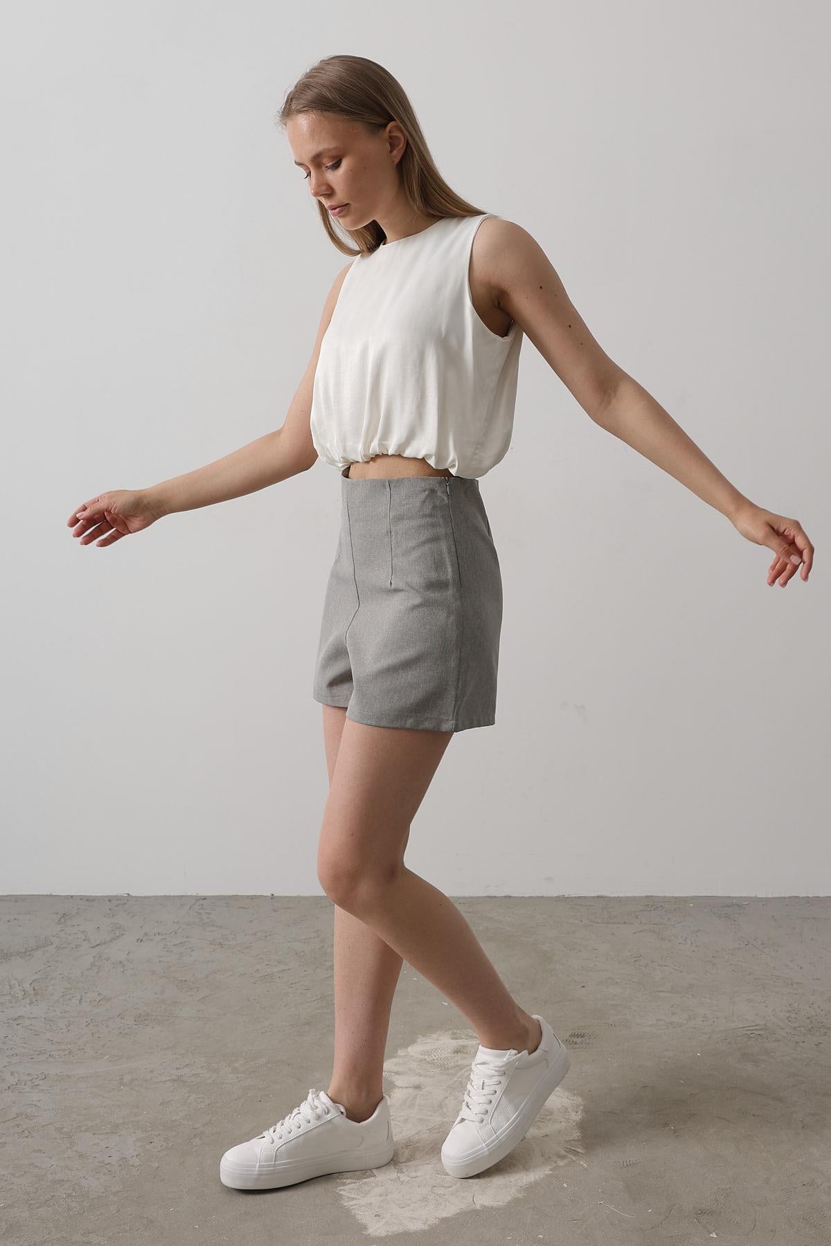 Elegant Satin Cropped Blouse